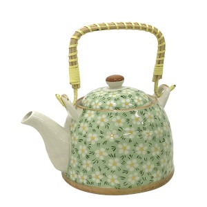 BULE CHALEIRA COM INFUSOR CERÂMICA  FLORAL COM ALÇA 600ML - BUL30A-VD