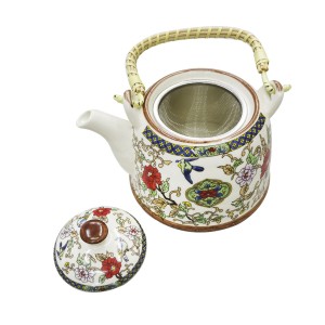 BULE CHALEIRA COM INFUSOR CERÂMICA  FLORAL COM ALÇA 600ML - BUL30B-D