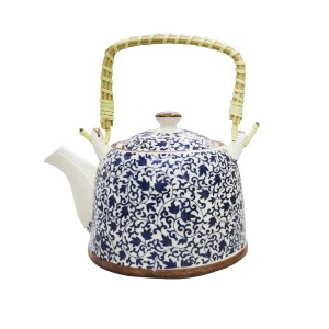 BULE CHALEIRA COM INFUSOR CERÂMICA FLORAL COM ALÇA 600ML - BUL30B-E