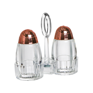 CONJUNTO SALEIRO E PIMENTEIRO DE ACRÍLICO COM SUPORTE E ALÇA - MG5115