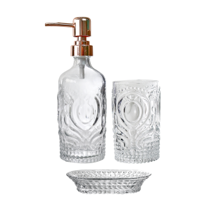 JOGO DE BANHEIRO DE VIDRO COM 3 PEÇAS 400 ML - 3407
