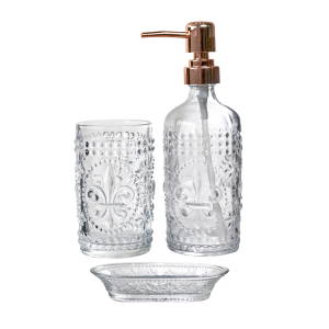 JOGO DE BANHEIRO DE VIDRO COM 3 PEÇAS 400 ML - 3408