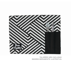 JOGO AMERICANO COM PORTA TALHER DE POLIESTER 29,5CMX40CM - 3020-B