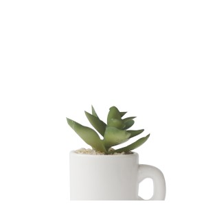 ENFEITE NA CANECA COM PLANTA ARTIFICIAL SUCULENTA  5.4X6CM - GDR0410-B