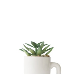 ENFEITE NA CANECA COM PLANTA ARTIFICIAL SUCULENTA  5.4X6CM - GDR0410-C