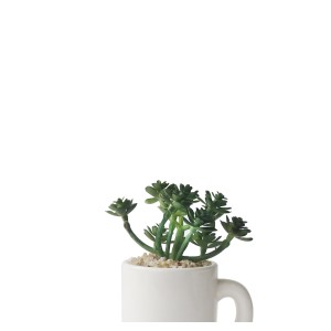 ENFEITE NA CANECA COM PLANTA ARTIFICIAL SUCULENTA  5.4X6CM - GDR0410-D