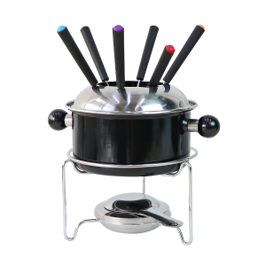 JOGO PARA FONDUE ESMALTADO 10 PEÇAS PRETO - CA12214