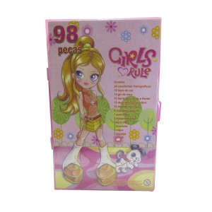 ESTOJO MALETA ESCOLAR COM 98 PEÇAS INMETRO DOG - MT98GIRL-B