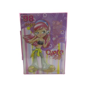 ESTOJO MALETA ESCOLAR COM 98 PEÇAS INMETRO FONE - MT98GIRL-C