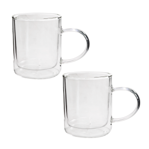 JOGO DE CANECAS DE VIDRO CAMADA DUPLA 320ML CONTENDO 02 PEÇAS - 3228