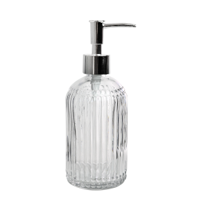 PORTA SABONETE LÍQUIDO DE VIDRO EM RELÊVO 400ML - 3413-B