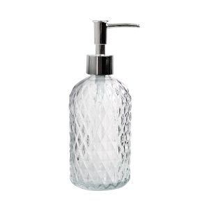 PORTA SABONETE LÍQUIDO DE VIDRO EM RELÊVO 400ML - 3413-F