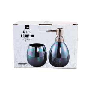 JOGO DE BANHEIRO DE CERÂMICA BRANCO FURTACOR 02 PEÇAS 350ML - 98663-B