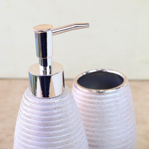 JOGO DE BANHEIRO DE CERÂMICA COM 3 PEÇAS 350ML - SXTE5188-GR