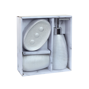 JOGO DE BANHEIRO DE CERÂMICA COM 3 PEÇAS 350ML - SXTE5188-PTA