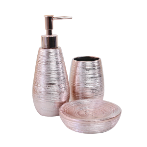JOGO DE BANHEIRO DE CERÂMICA COM 3 PEÇAS 350ML - SXTE5189-GR