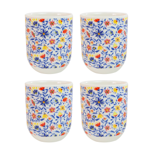 CONJUNTO DE 04 CANECAS ORIENTAL PARA CHÁ DE PORCELANA 150ML - CN0001-E
