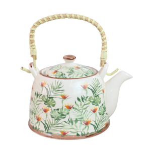 BULE CHALEIRA COM INFUSOR CERÂMICA  FLORAL COM ALÇA 600ML - BUL0001-A