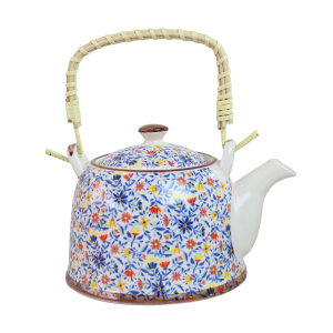 BULE CHALEIRA COM INFUSOR CERÂMICA  FLORAL COM ALÇA 600ML - BUL0001-E