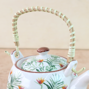 BULE CHALEIRA COM INFUSOR CERÂMICA  FLORAL COM ALÇA 600ML - BUL0001-A