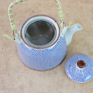 BULE CHALEIRA COM INFUSOR CERÂMICA  FLORAL COM ALÇA 600ML - BUL0001-B