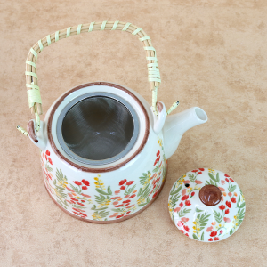 BULE CHALEIRA COM INFUSOR CERÂMICA  FLORAL COM ALÇA 600ML - BUL0001-C