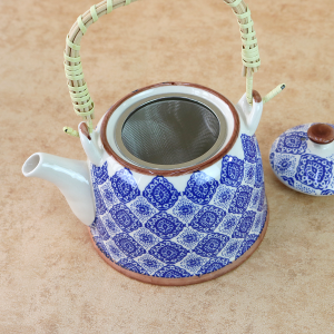 BULE CHALEIRA COM INFUSOR CERÂMICA  FLORAL COM ALÇA 600ML - BUL0001-D