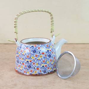 BULE CHALEIRA COM INFUSOR CERÂMICA  FLORAL COM ALÇA 600ML - BUL0001-E