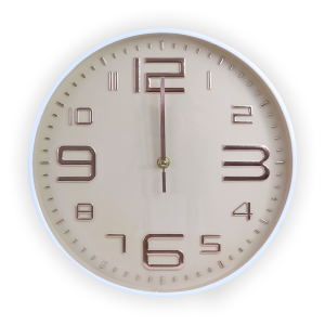 RELÓGIO DE PAREDE DE PLASTICO COM BORDA BRANCA - 2946-BG