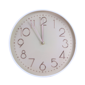 RELOGIO DE PAREDE DE PLÁSTICO 30CM COM BORDA BRANCA - 2573-BG