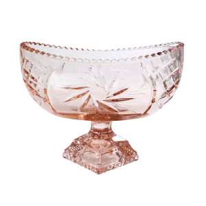 BALEIRO DE VIDRO ROSE COM PÉ 13,5X18CM - PIN7142