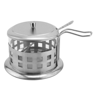 AÇUCAREIRO VIDRO E INOX COM COLHER E TAMPA- 200 ML - NS1369-Q