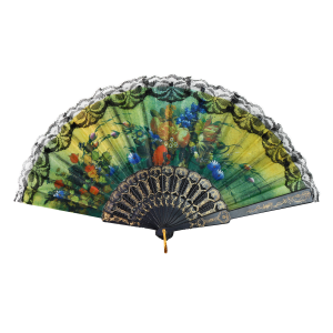 LEQUE DE PLÁSTICO PRETO COM DESENHOS FLORAIS - NS0446-B