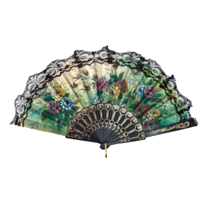 LEQUE DE PLÁSTICO PRETO COM DESENHOS FLORAIS - NS0446-H