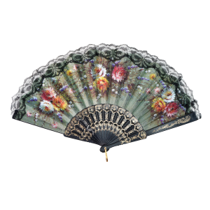 LEQUE DE PLÁSTICO PRETO COM DESENHOS FLORAIS - NS0446-K