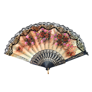 LEQUE DE PLÁSTICO PRETO COM DESENHOS FLORAIS - NS0446-P