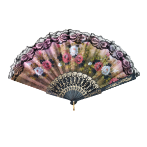 LEQUE DE PLÁSTICO PRETO COM DESENHOS FLORAIS - NS0446-R