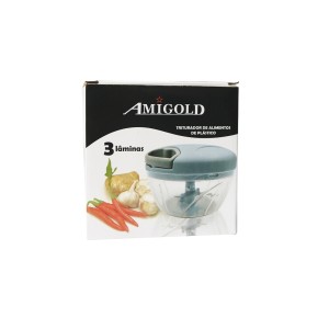 MULTIPROCESSADOR DE ALIMENTOS MANUAL EM PLÁSTICO COM 3 LÂMINAS 8X13CM - 2356-RS