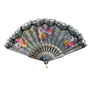 LEQUE DE PLÁSTICO PRETO COM DESENHOS FLORAIS - NS0446-T