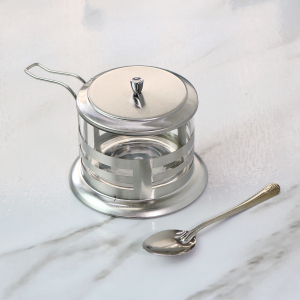 AÇUCAREIRO VIDRO E INOX COM COLHER E TAMPA- 200 ML - NS1369-A