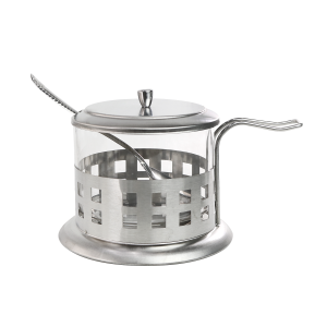 AÇUCAREIRO VIDRO E INOX COM COLHER E TAMPA- 200 ML - NS1369-Q