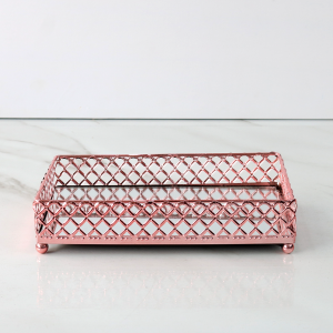 BANDEJA DECORATIVA DE METAL ESPELHADA 25X15X4,4CM - 1108-ROSÉ