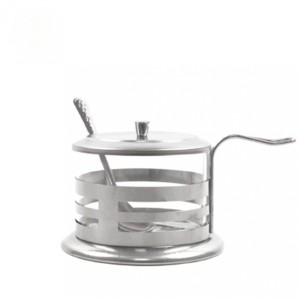AÇUCAREIRO COM COLHER EM METAL E VIDRO DE  200 ML - 3822-L