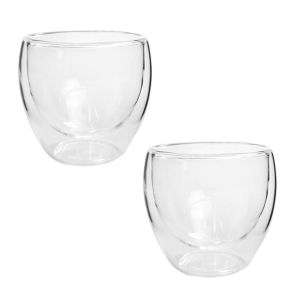CONJUNTO DE 02 COPOS DE VIDRO BOROSSILICATO  PAREDE DUPLA 80ML - 3561