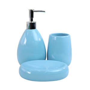 JOGO DE 03 PEÇAS PARA BANHEIRO DE CERÂMICA 400ML - CT0213-AZ