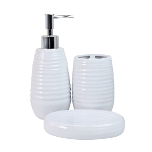 JOGO DE 03 PEÇAS PARA BANHEIRO DE CERÂMICA 350ML - CT0214
