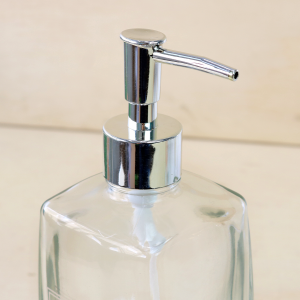 PORTA SABONETE LIQUIDO OU PORTA ALCOOL GEL DE VIDRO TRANSPARENTE 500ML  - CT0408H-PTA