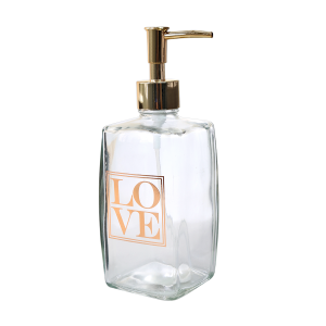 PORTA SABONETE LIQUIDO OU PORTA ALCOOL GEL DE VIDRO TRANSPARENTE 500ML - CT0408L-GR