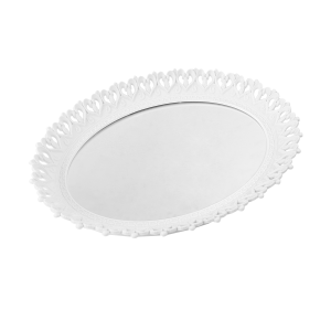 BANDEJA OVAL COM ESPELHO COM BORDA EM CORAÇÕES 36X28CM -CT2219-BR