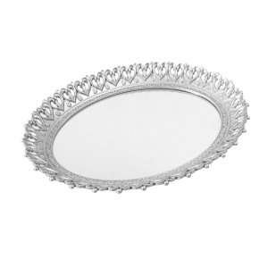 BANDEJA OVAL COM ESPELHO COM BORDA EM CORAÇÕES 36X28CM -CT2219-PTA